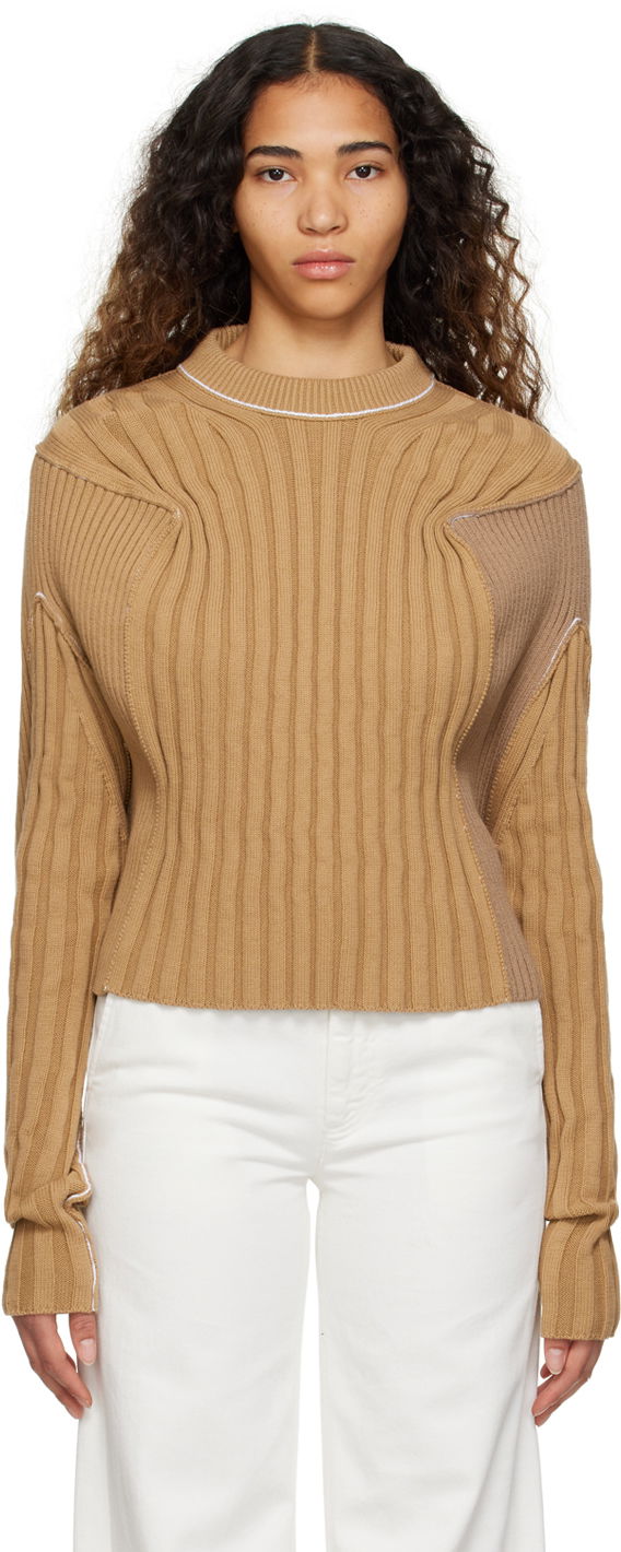 Džemper Maison Margiela Paneled Ribbed Sweater Smeđa | S52GP0126 S18165