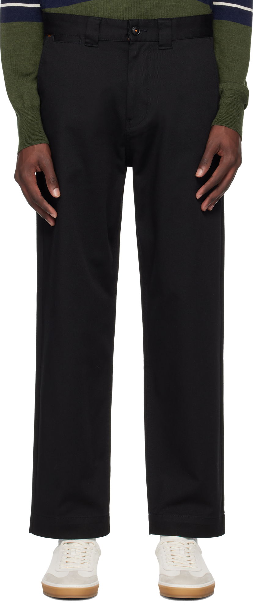 Hlače BOSS BOSS Logo Patch Straight Leg Trousers Crna | 50545304