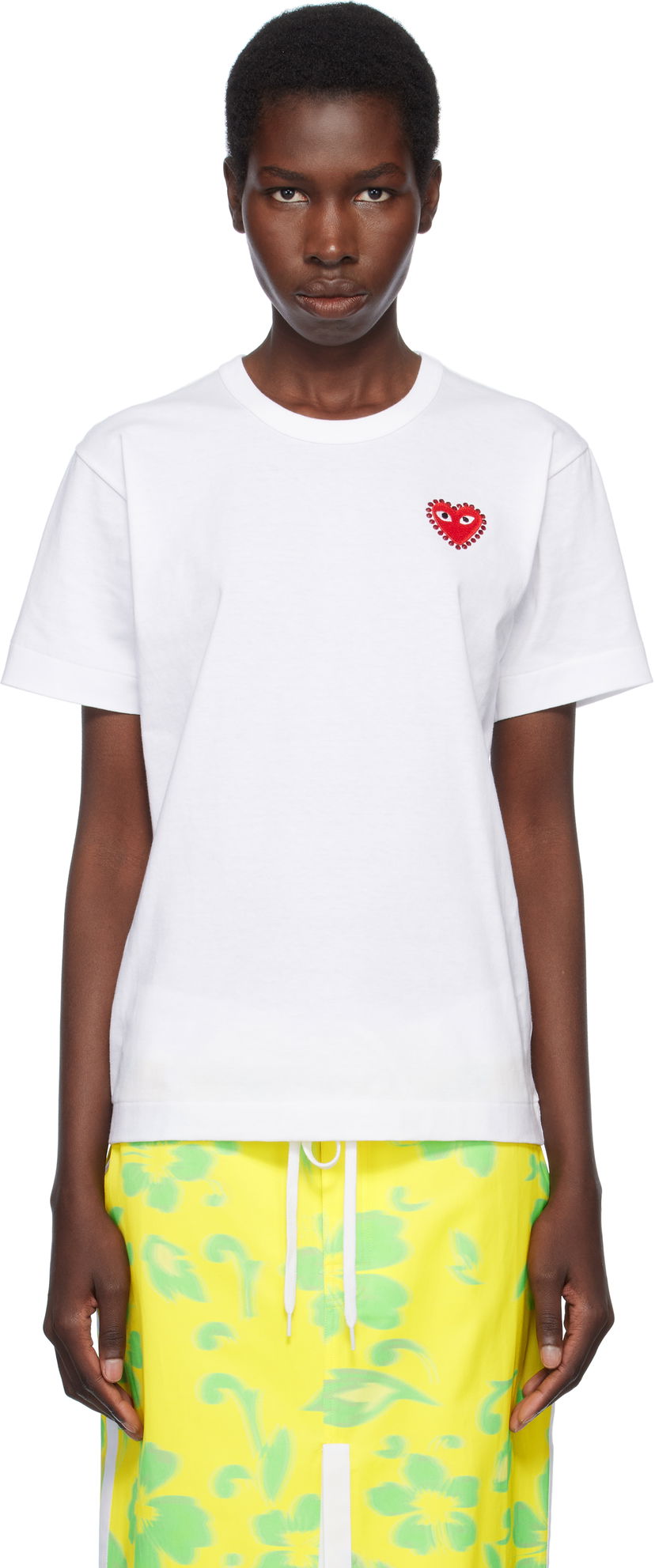 Majica kratkih rukava Comme des Garçons CDG Play Rhinestone Heart T-Shirt Bijela | AX-T801-051