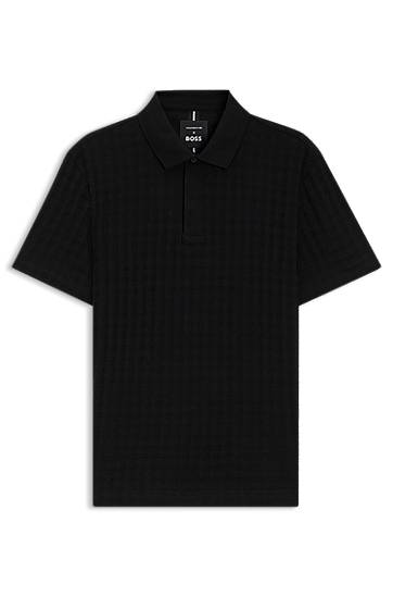 Polo majica BOSS Porsche x BOSS Houndstooth-Jacquard Mercerized Cotton Polo Shirt Crna | 50543666