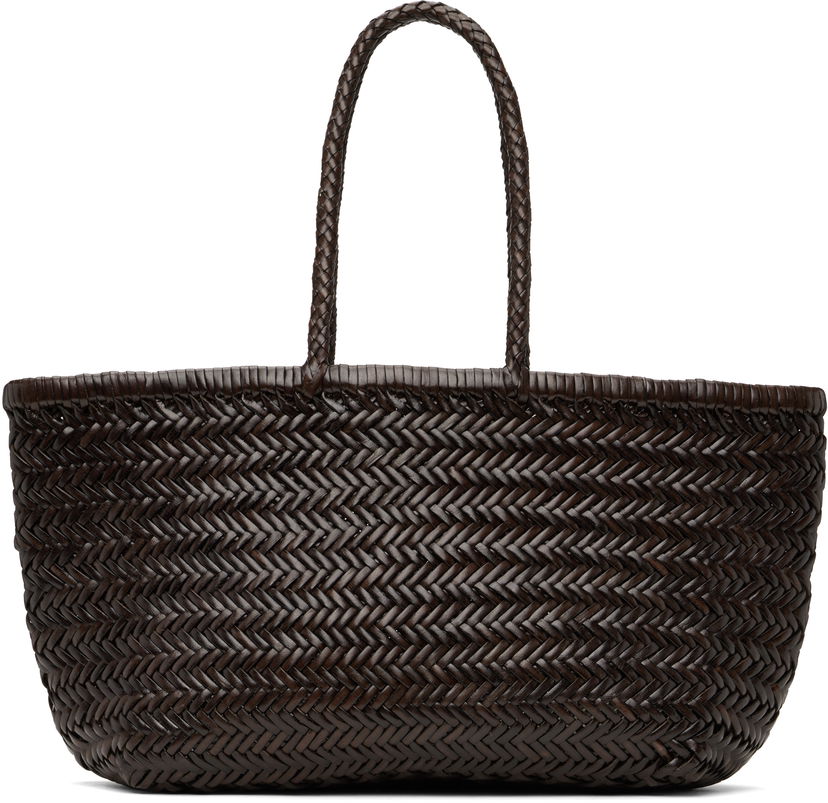Tote bag Dragon Diffusion Dragon Diffusion Triple Jump Big Woven Leather Tote Smeđa | 8810