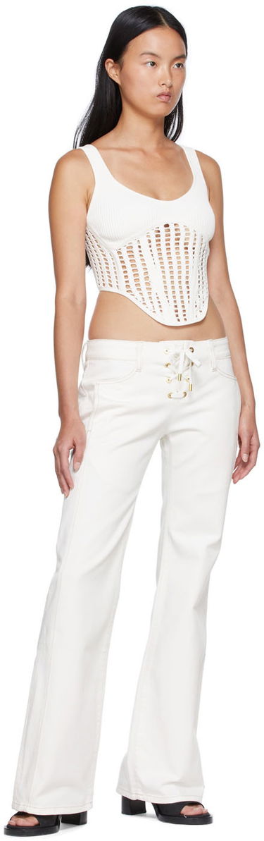 Majica bez rukava Dion Lee Recycled Viscose Tank Top with Lace Up Bijela | A7568S22, 3