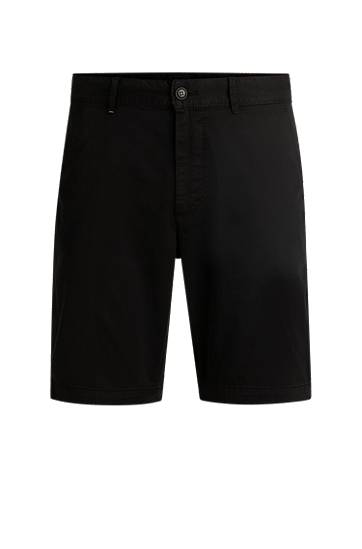 Kratke hlače BOSS Slim-Fit Stretch Cotton Twill Shorts Crna | 50536723