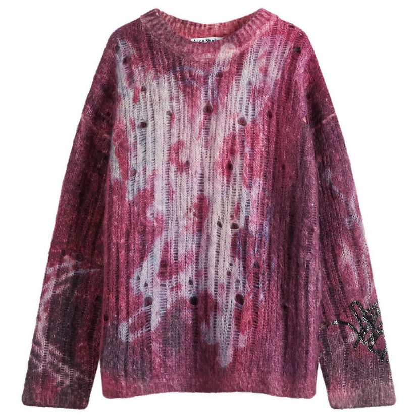 Džemper Acne Studios Acne Studios Distressed Mohair Crew Neck Knit Ljubičasta | B60359-AD8