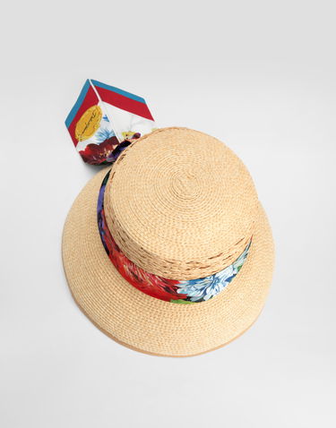 Šešir Dolce & Gabbana Dolce & Gabbana Raffia Floral-Print Ribbon Hat Bež | FH676AGDDBUS9000, 1
