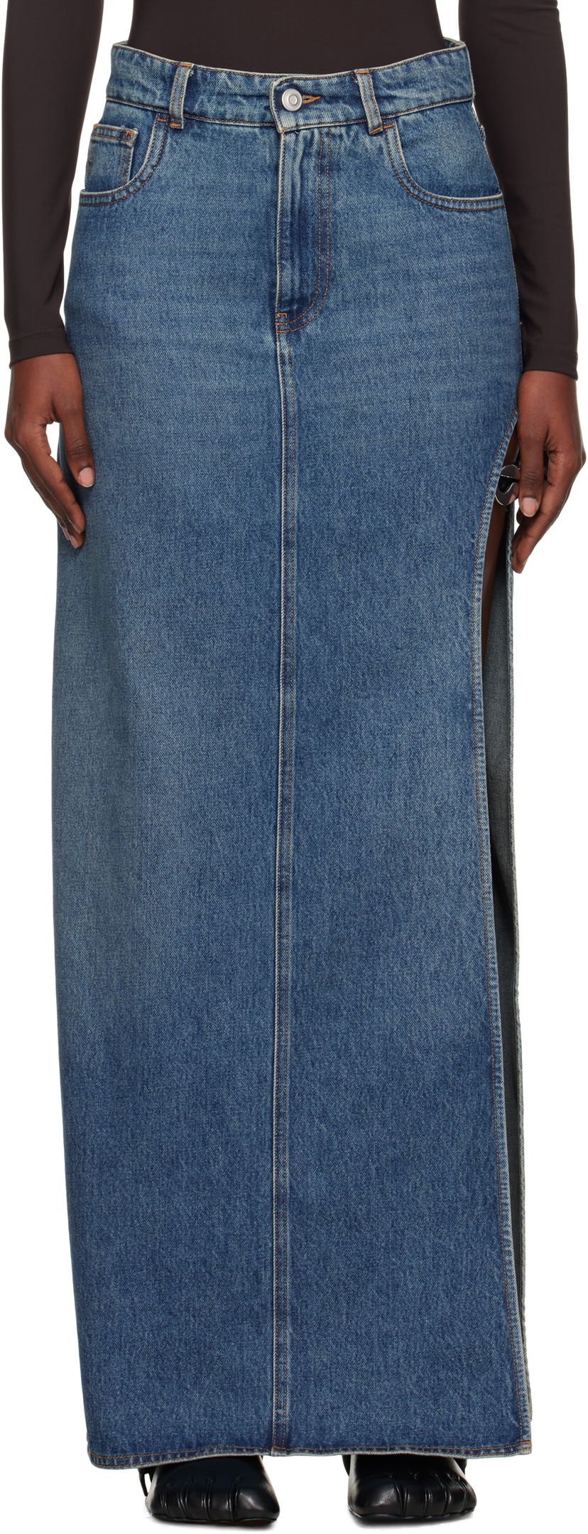 Suknja Coperni Coperni Garter Belt Denim Maxi Skirt Plava | COPJ101F2014