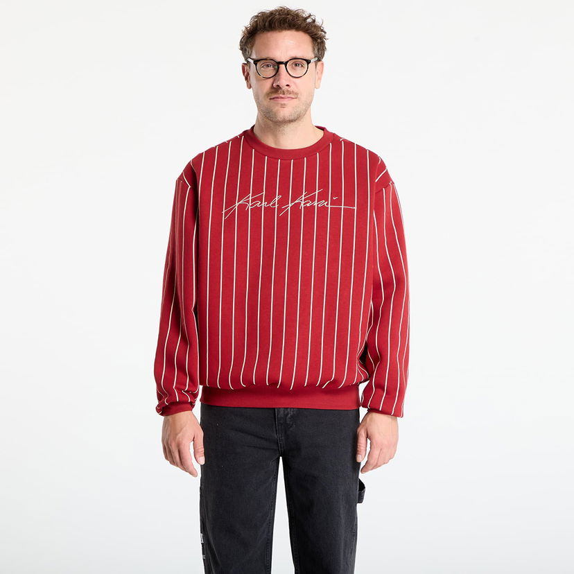 Dukserice Karl Kani Karl Kani Autograph Pinstripe Crewneck Sweatshirt Crvena | PD00007595