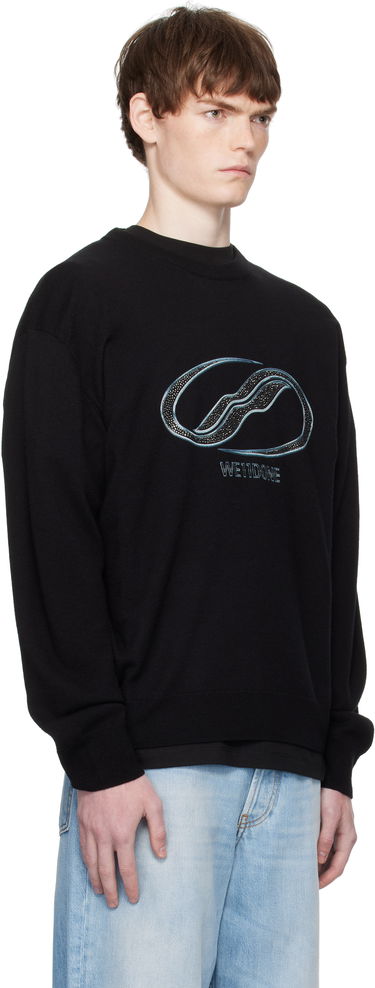Džemper We11done We11done Logo Rhinestone Knit Pullover Crna | WD-KO2-25-652-U-BK, 1