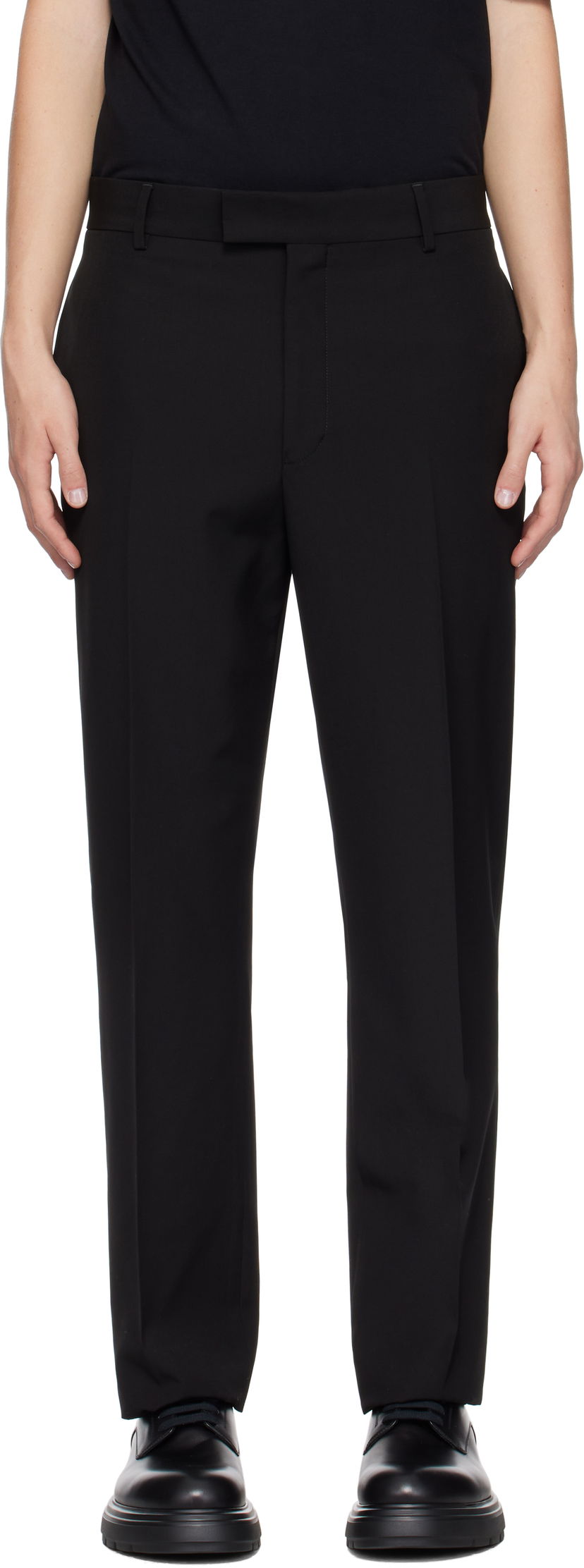 Hlače FERRAGAMO Flat Front Trousers Crna | 776972