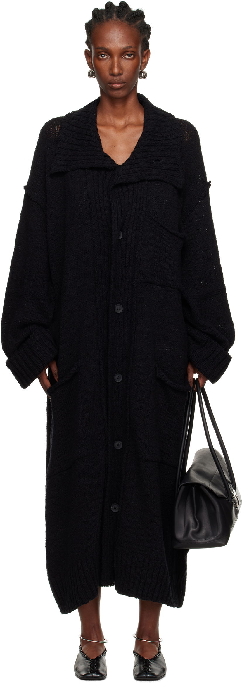 Džemper Yohji Yamamoto Yohji Yamamoto Plain Stitch Pocket Long Cardigan Crna | HL-K78-091