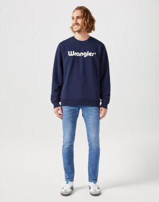 Džemper Wrangler Wrangler Logo Crew Sweatshirt Tamnoplava | 112350539:XXL