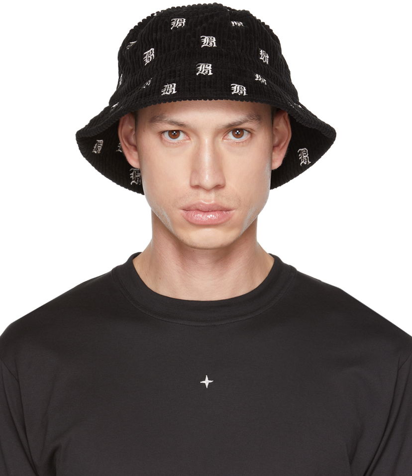 Šešir R13 R13 Corduroy Allover Logo Bucket Hat Crna | R13WA026-R153B