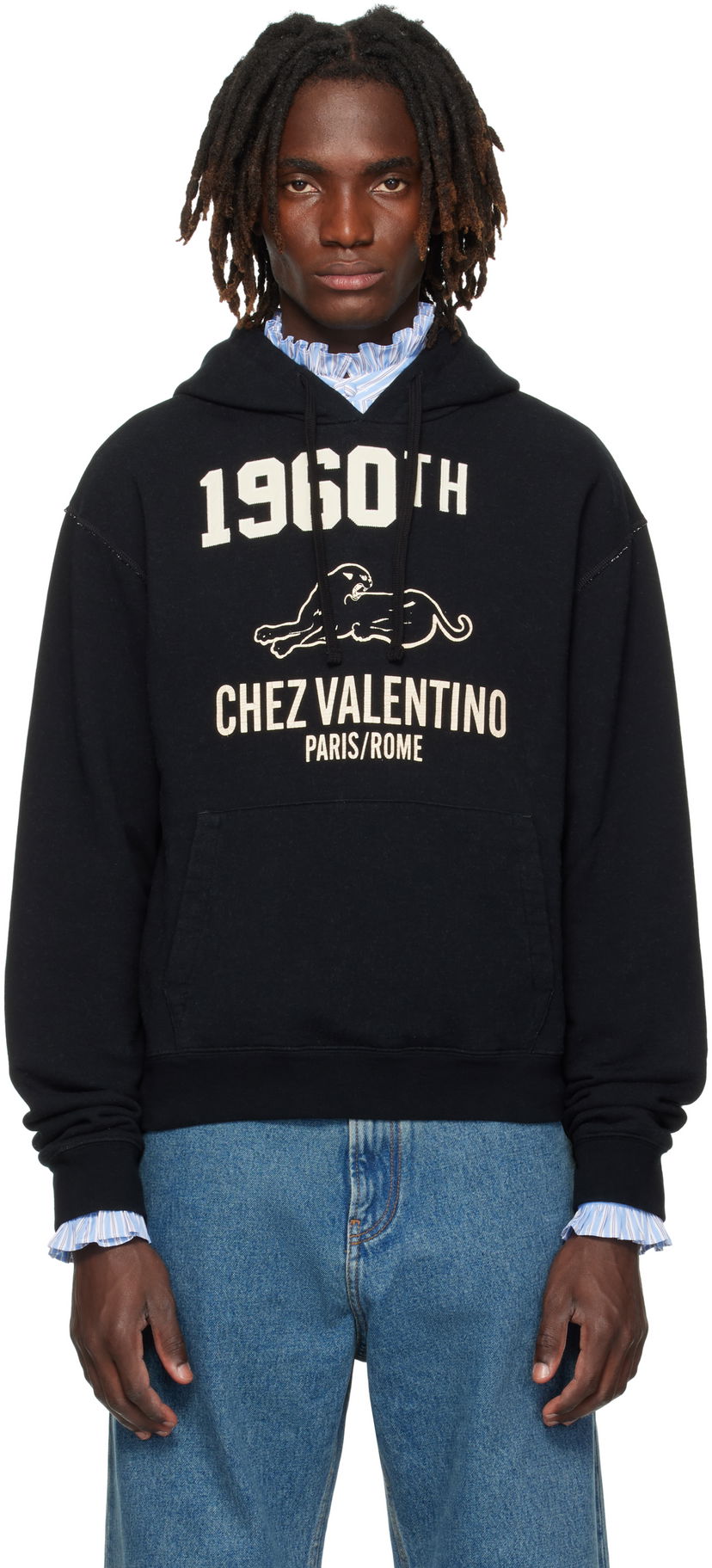 Dukserice Valentino Valentino 'Chez Valentino' Hoodie Crna | 7V3MF29MB1M
