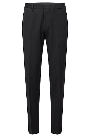 Hlače BOSS Extra-Slim Fit Virgin Wool Serge Suit Trousers Crna | 50469184