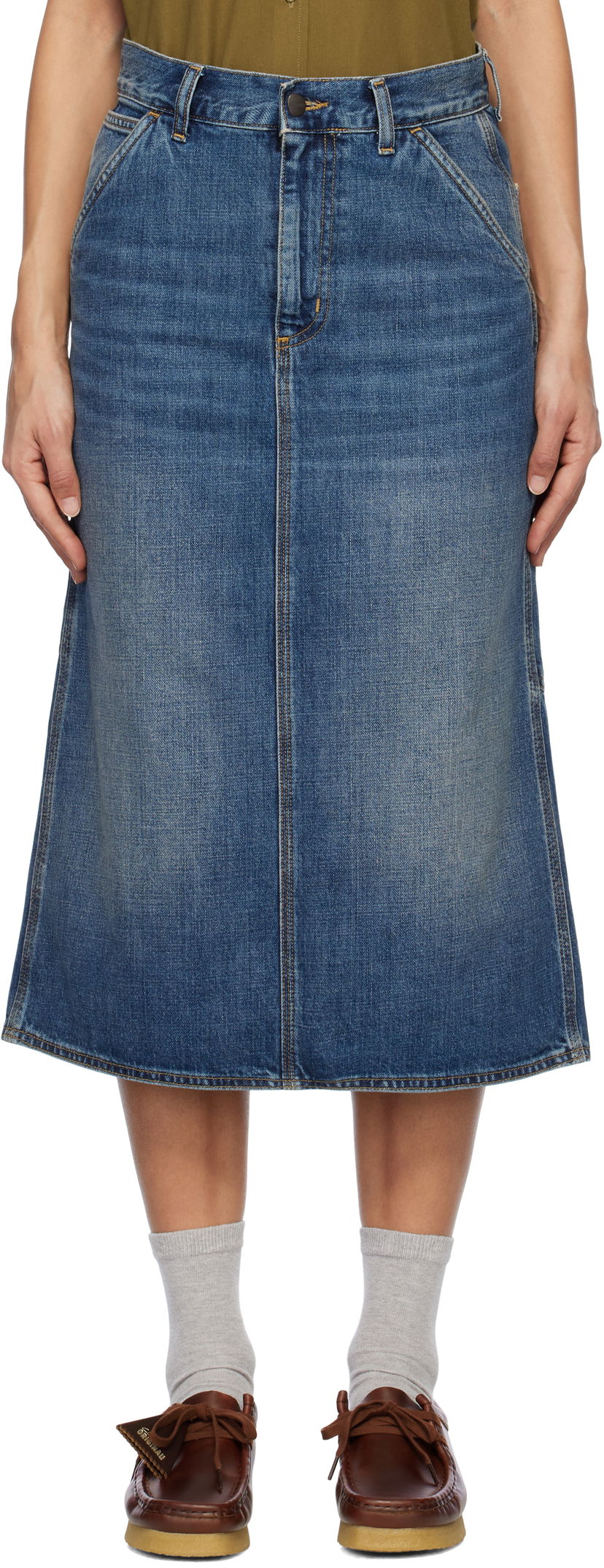 Suknja Carhartt WIP Single Knee Denim Midi Skirt Plava | I034224 014L