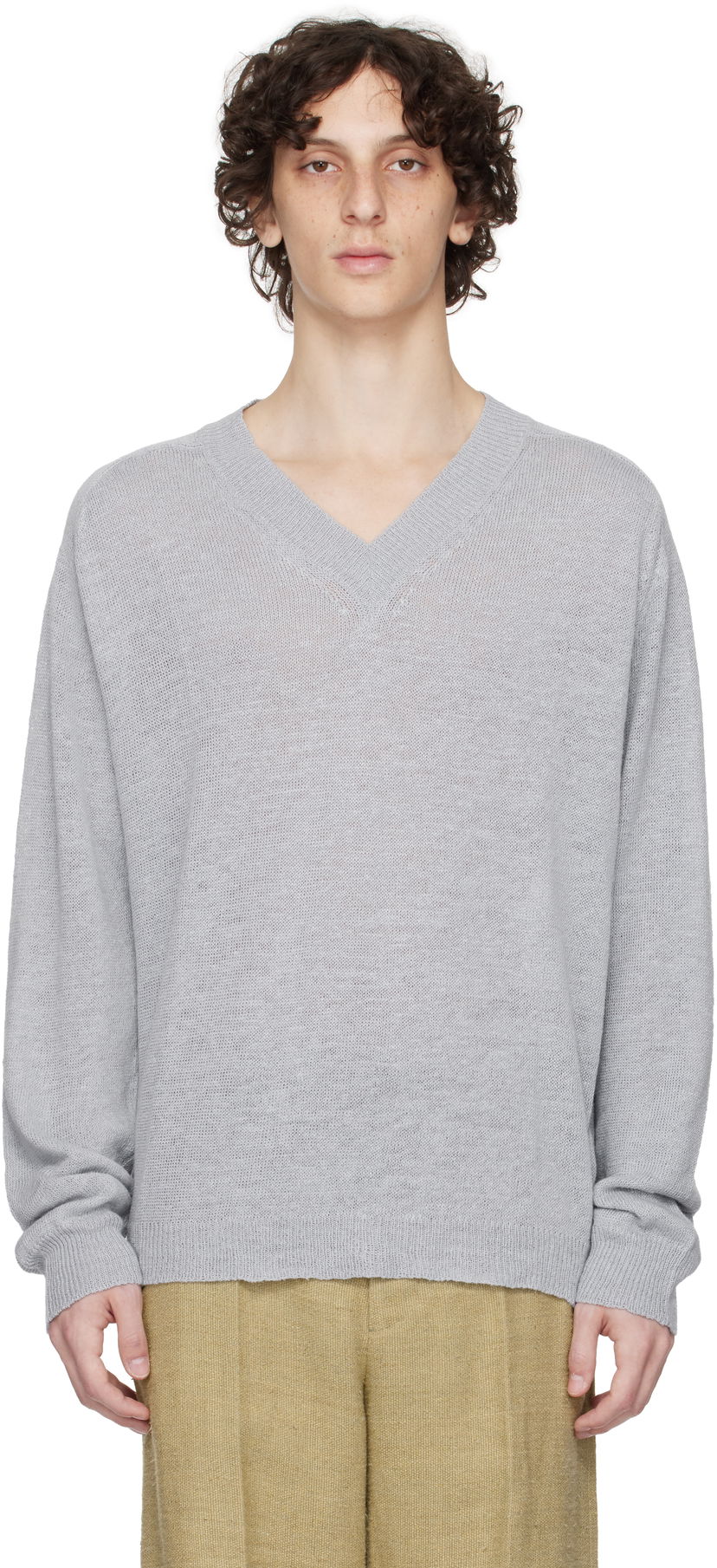 Džemper OUR LEGACY Our Legacy Rue V-Neck Sweater Siva | M2253RB