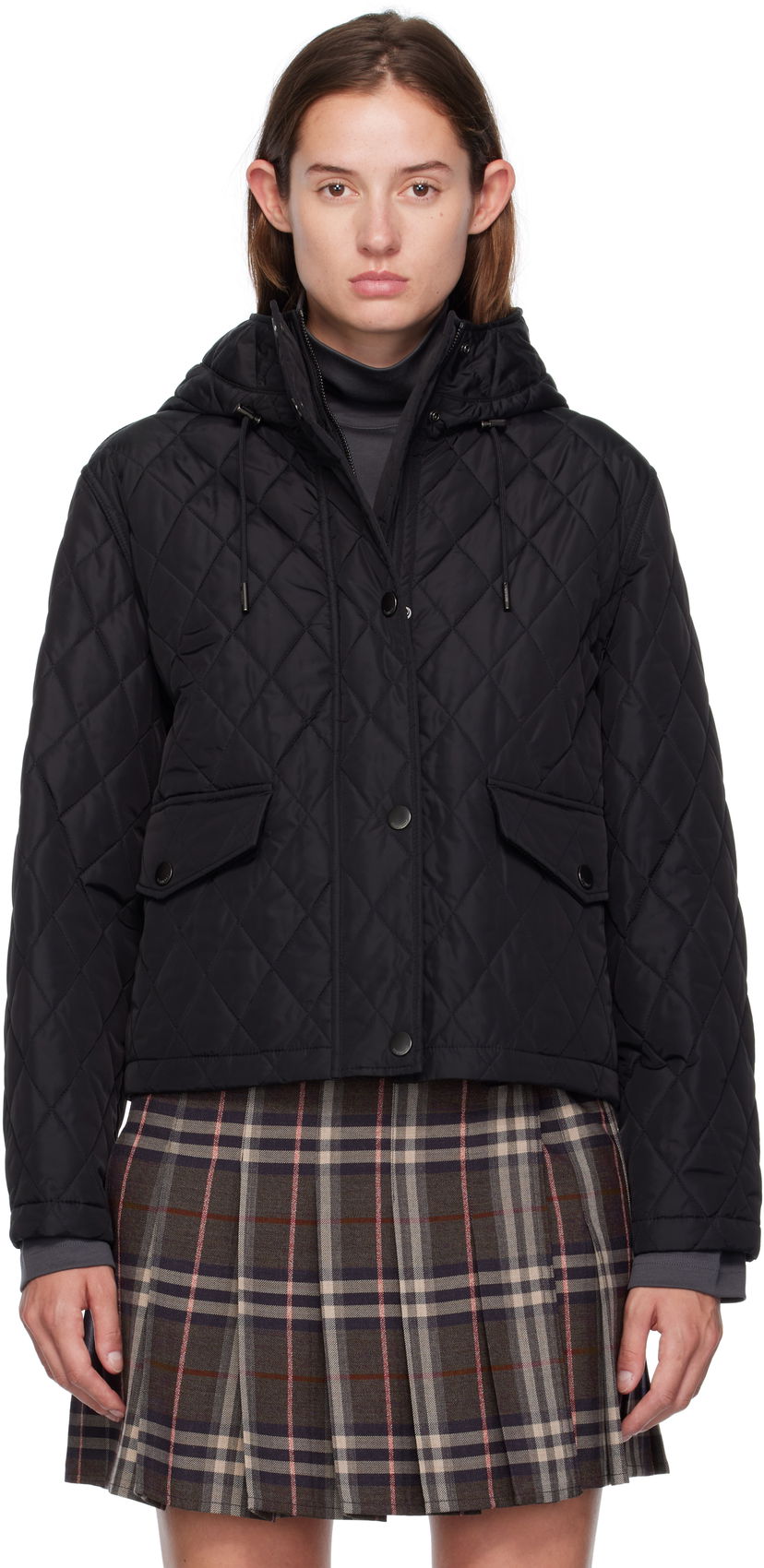Jakna Burberry Burberry Pembroke Quilted Hooded Jacket Crna | 8113838