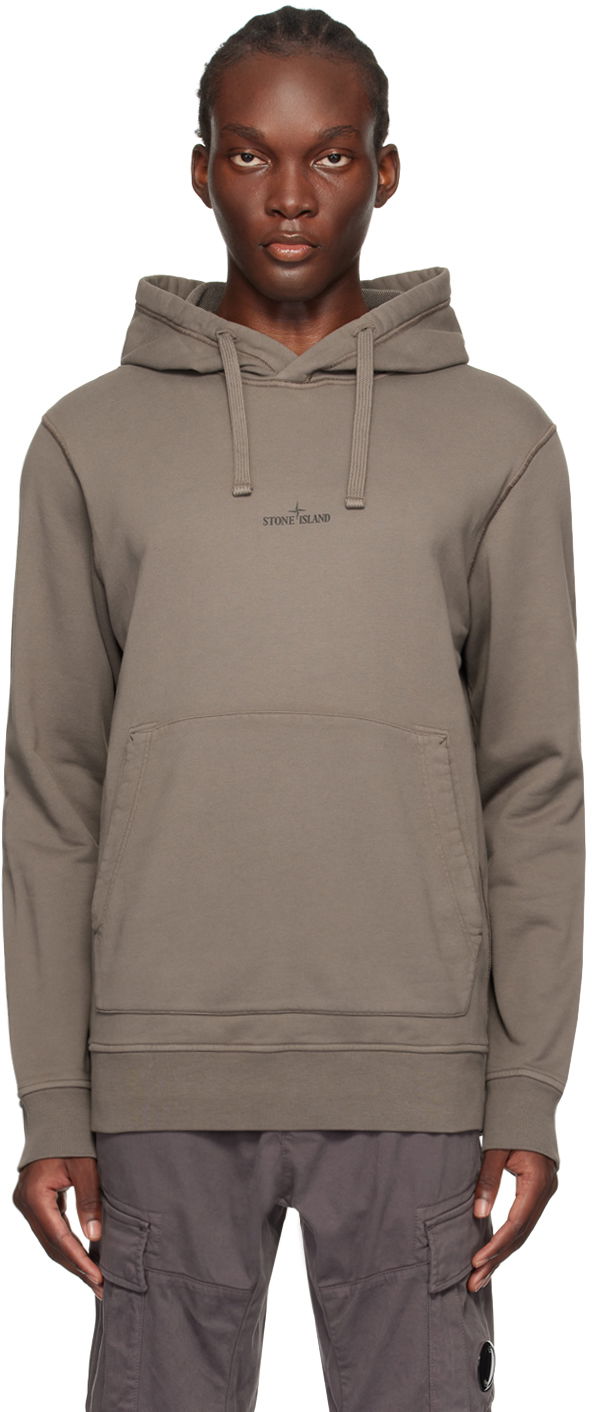 Dukserice Stone Island Taupe Printed-Logo Hoodie Bež | 811566283