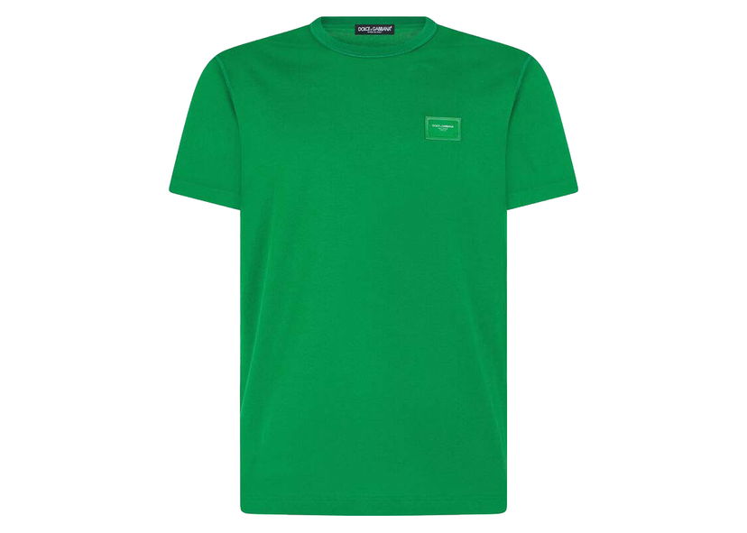 Majica kratkih rukava Dolce & Gabbana Cotton Logoed Plaque T-shirt Green Zelena | G8KJ9TFU7EQV0396