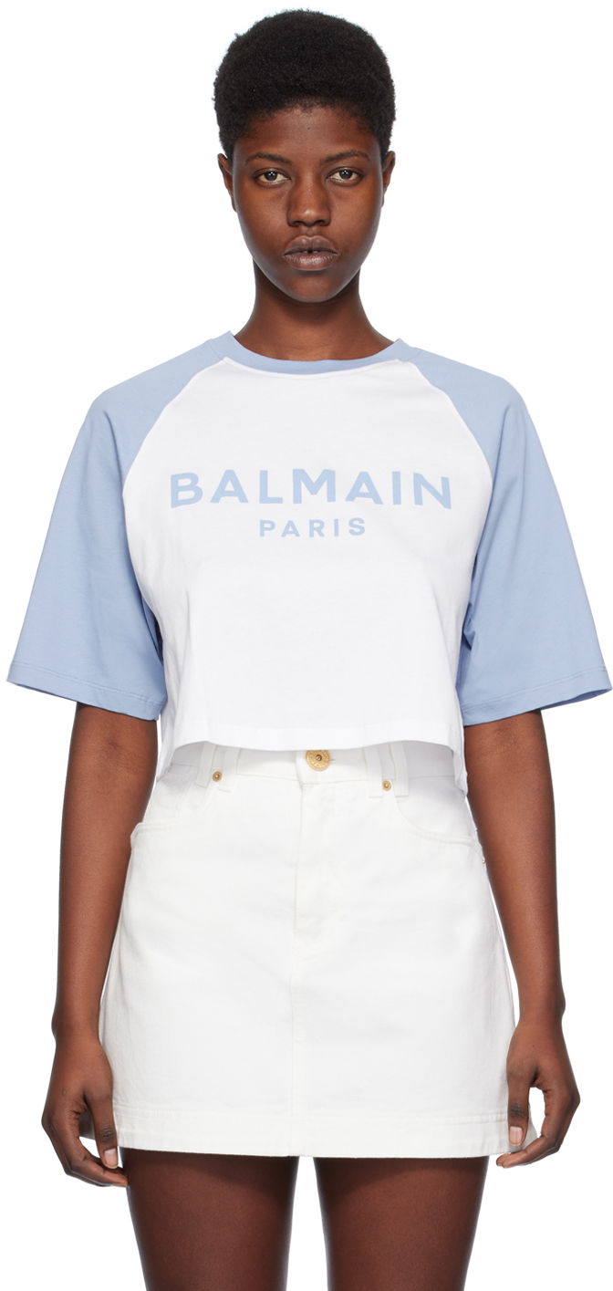 Majica kratkih rukava Balmain Raglan Sleeve T-Shirt Bijela | CF1EE090BB02