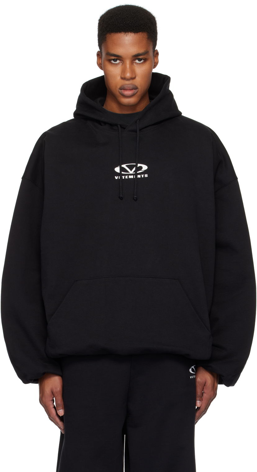 Dukserice VETEMENTS Oval Logo Cropped Boxy Hoodie Crna | UA66HD600BW