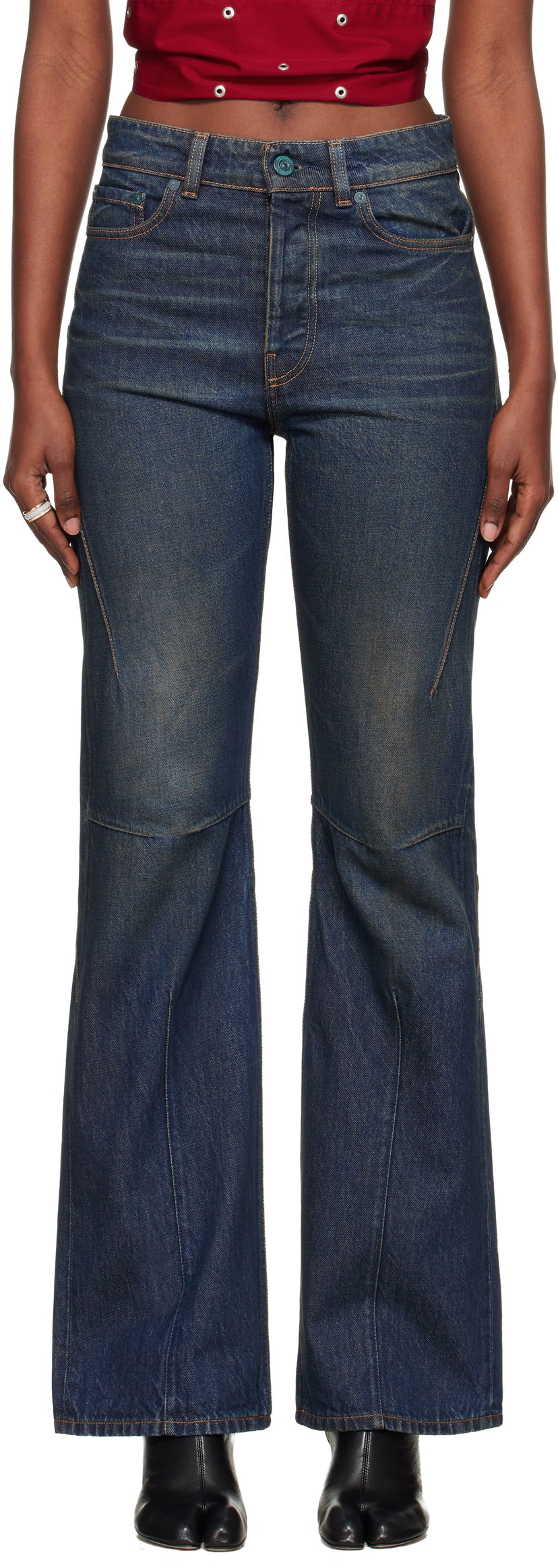 Jeans OUR LEGACY Moto Cut Flared Jeans Plava | W4255MS