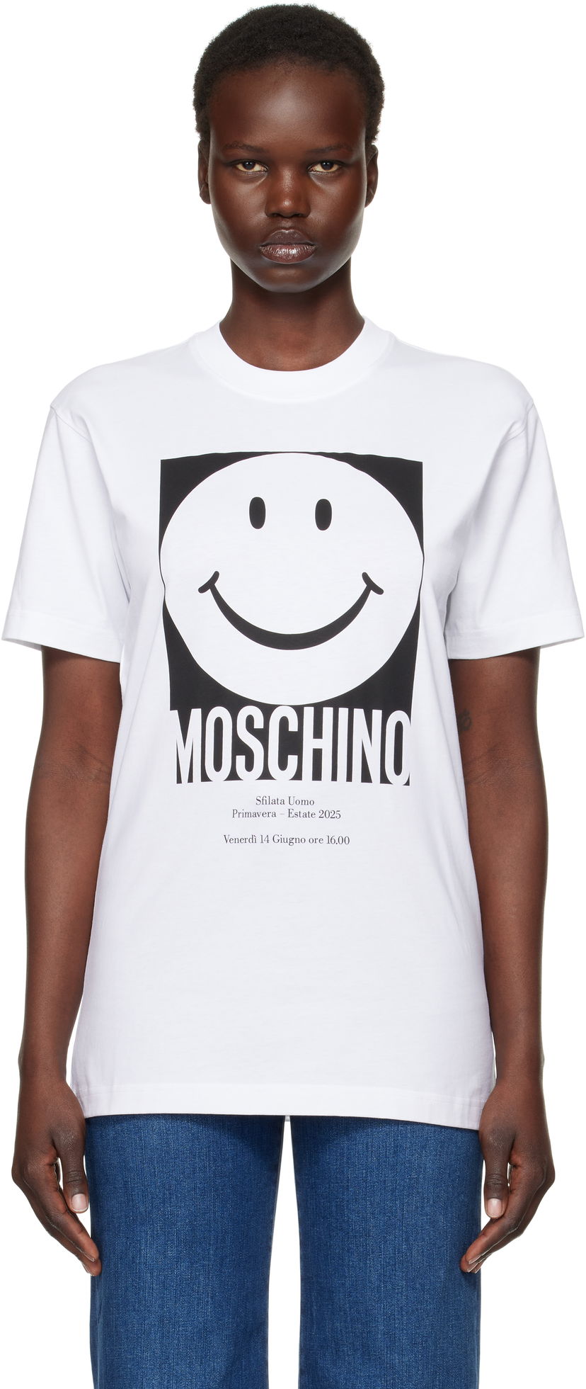 Majica kratkih rukava Moschino Smiley Graphic T-shirt Bijela | J071605411001