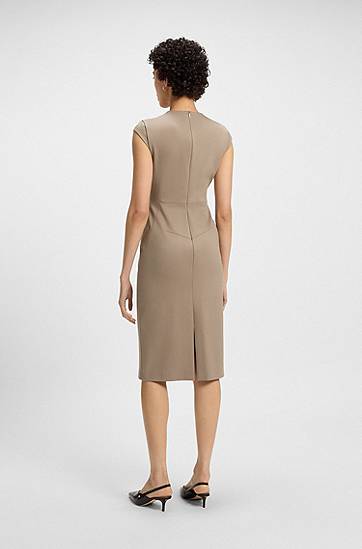 Haljina BOSS Cap-Sleeve Stretch Dress Bež | 50541987, 1