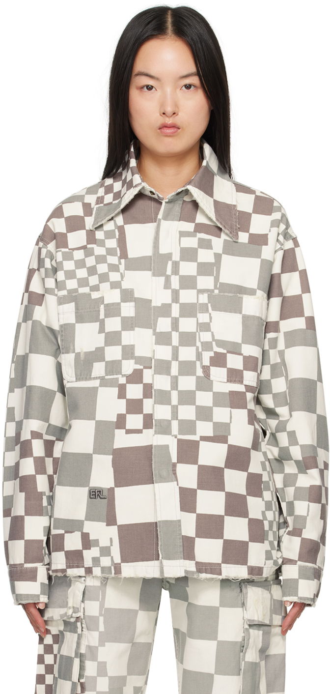 Košulja ERL Check Print Long Sleeve Shirt Siva | ERL08J010