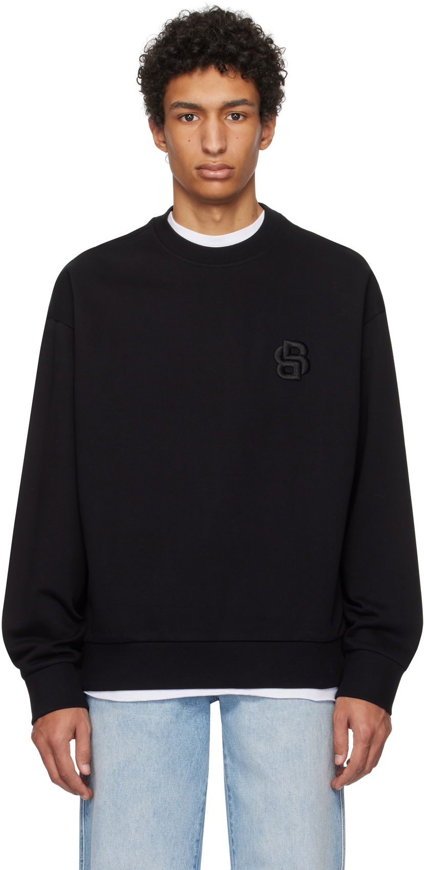 Džemper BOSS Mercerized Cotton Sweatshirt Crna | 50533075