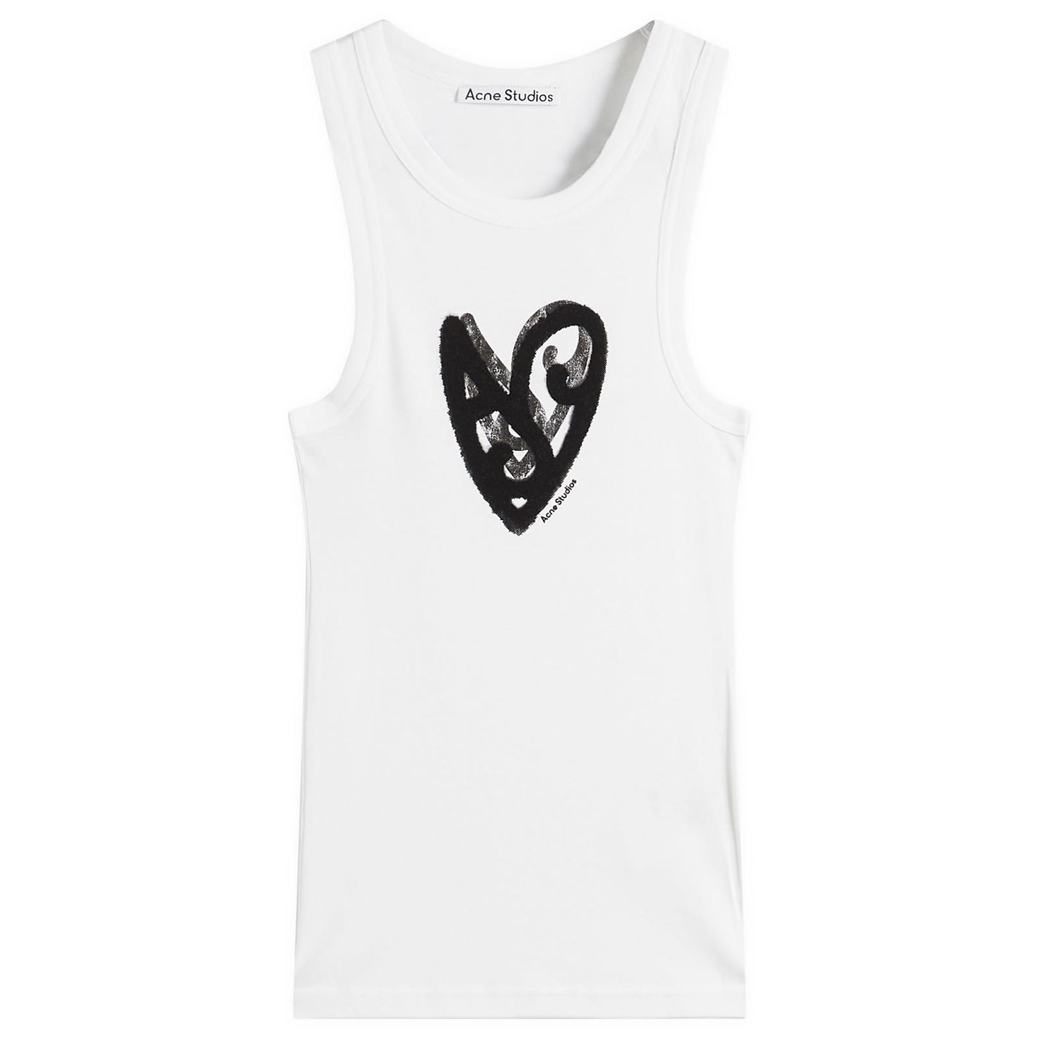 Majica bez rukava Acne Studios Women's Sleeveless T-Shirt with AS Heart Print Bijela | CL0358-183, 1