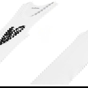 Majica bez rukava Acne Studios Women's Sleeveless T-Shirt with AS Heart Print Bijela | CL0358-183, 1