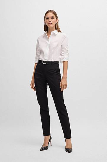 Košulja BOSS Slim Fit Cotton Blend Blouse Bijela | 50499433, 1