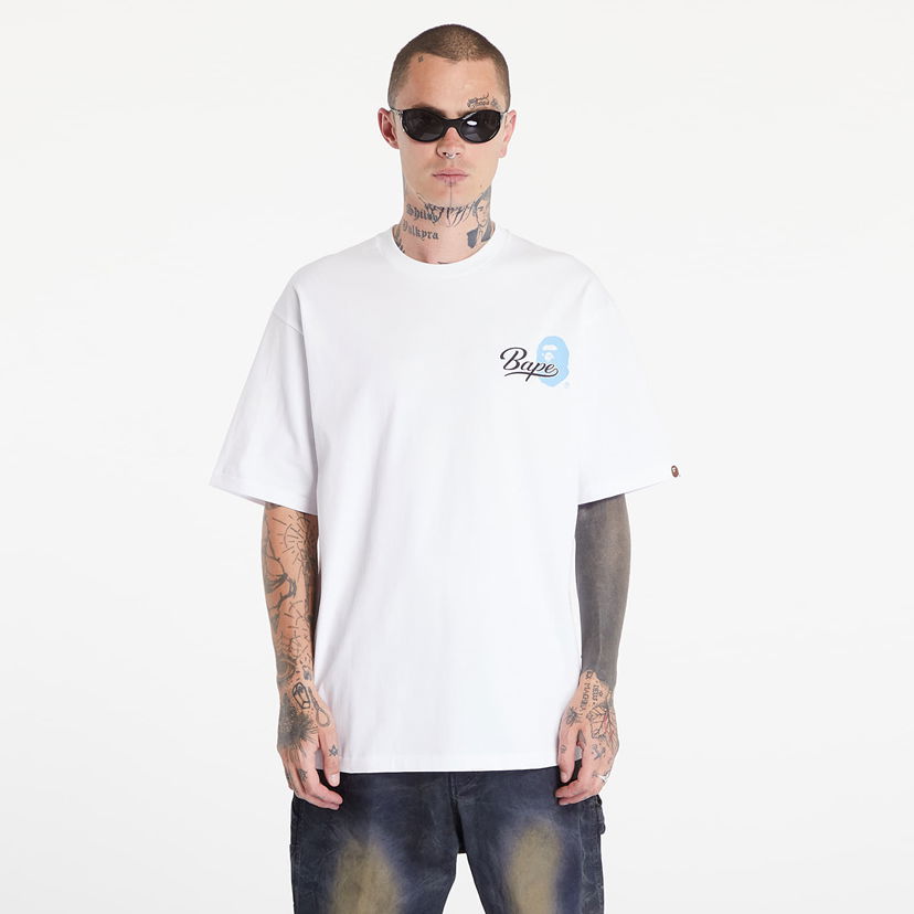 Majica kratkih rukava BAPE A BATHING APE Cursive College Logo Relaxed Fit Short Sleeve Tee White Bijela | 001TEK801303M WHT