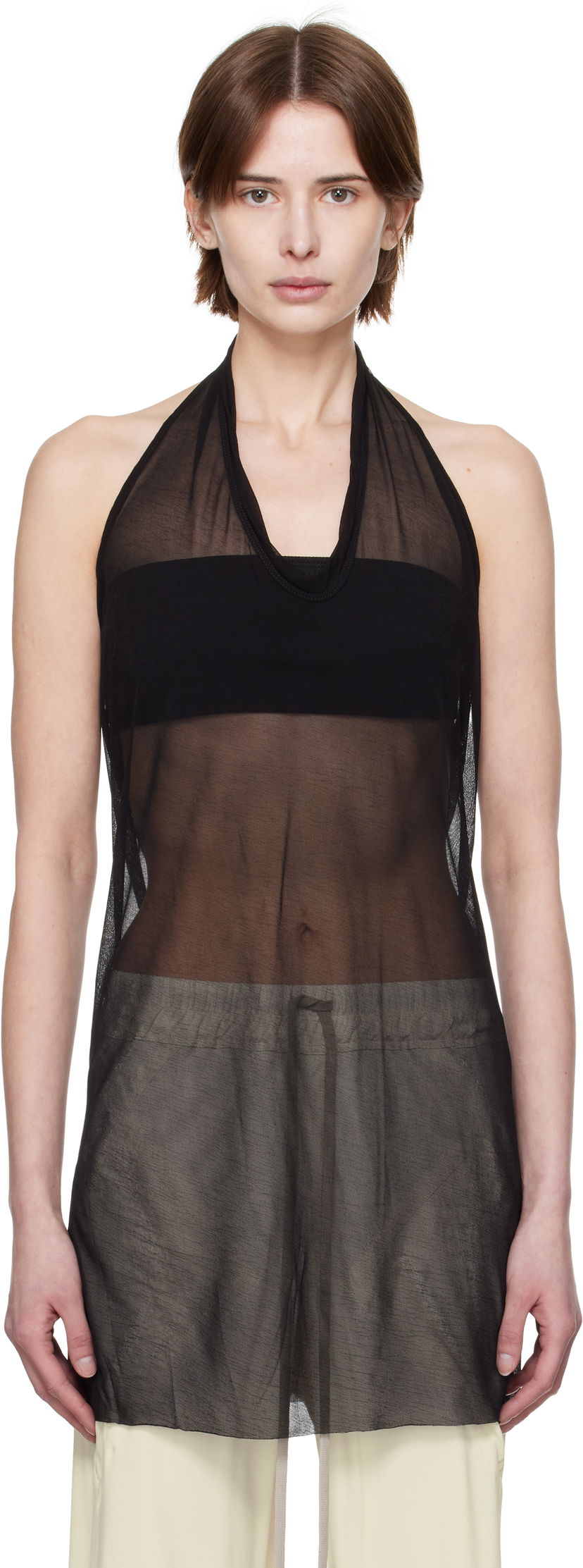 Majica bez rukava Rick Owens Rick Owens Hollywood Halter Tank Top Crna | RP01E7108 JCR