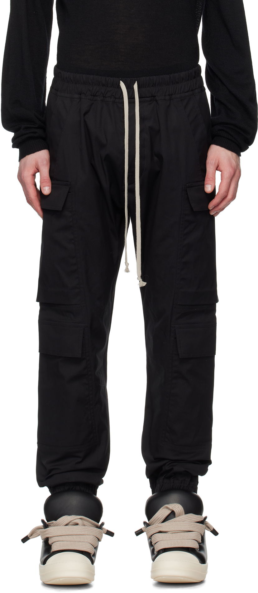 Cargo hlače Rick Owens Rick Owens Hollywood Mastodon Megacargo Pants Crna | RU01E5337 TE