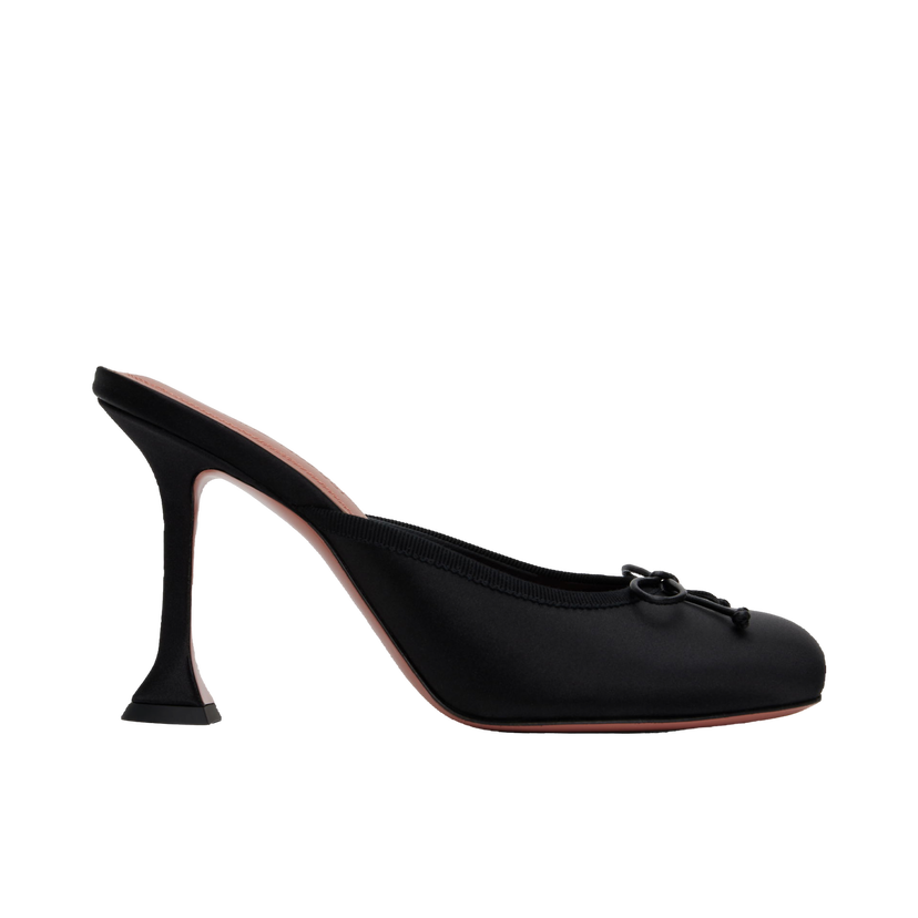 Tenisice i cipele Amina Muaddi Lila Slipper 95 Heels Crna | LILA SLIPPER 95 SATIN