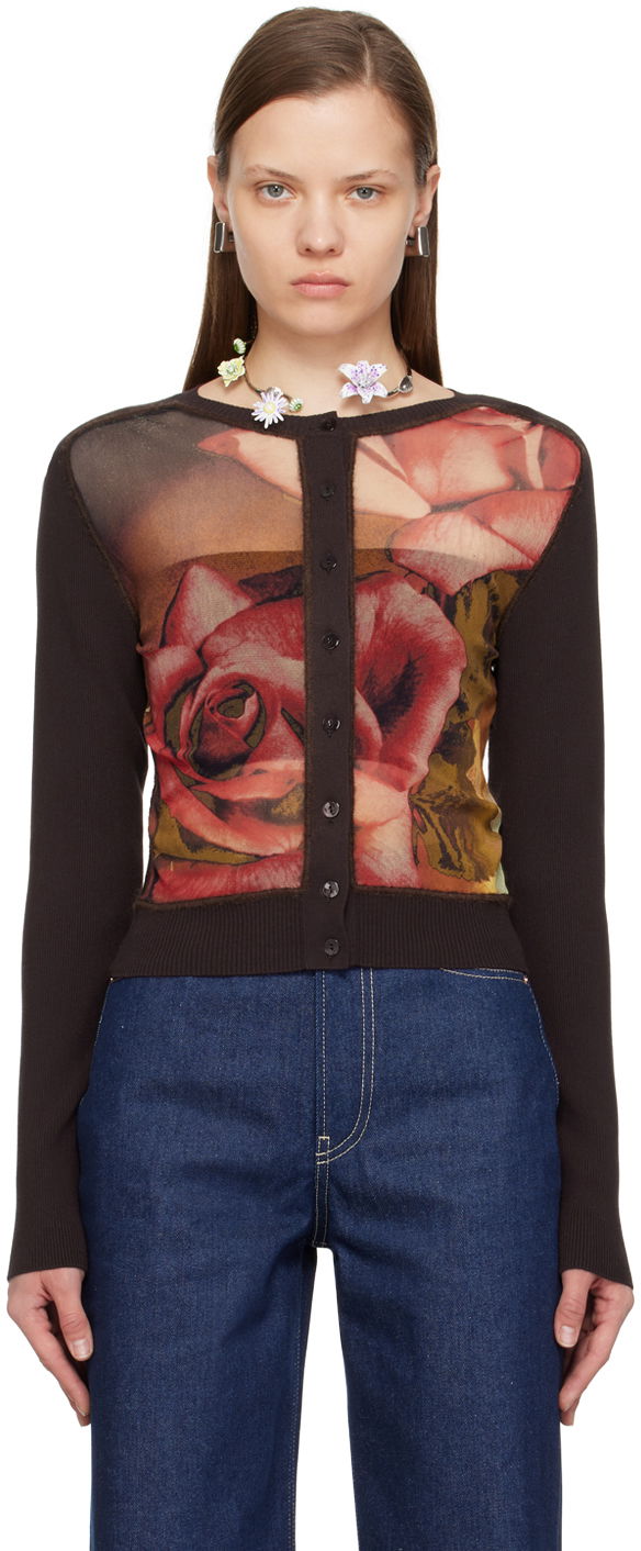 Džemper Jean Paul Gaultier Gaultier Roses Print Cardigan Smeđa | 24/25-F-CA004-M063-60403050