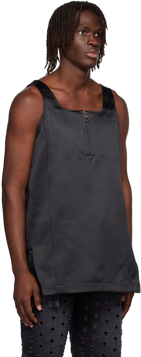 Majica bez rukava We11done We11done Zip-Front Satin Tank Top Crna | WD-BL1-22-129-M-BK, 1