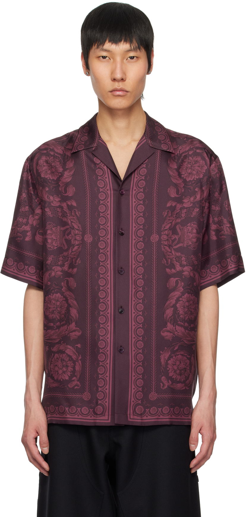 Košulja Versace Versace Barocco Silk Shirt Ljubičasta | 1003926_1A13557