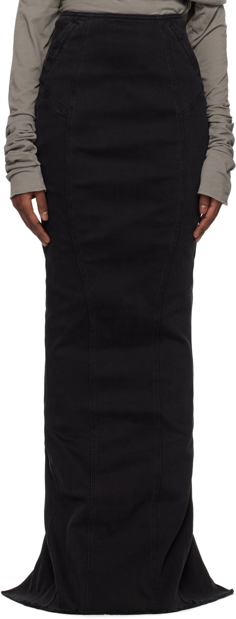Suknja Entire Studios Channel Denim Maxi Skirt Crna | ES2572MA