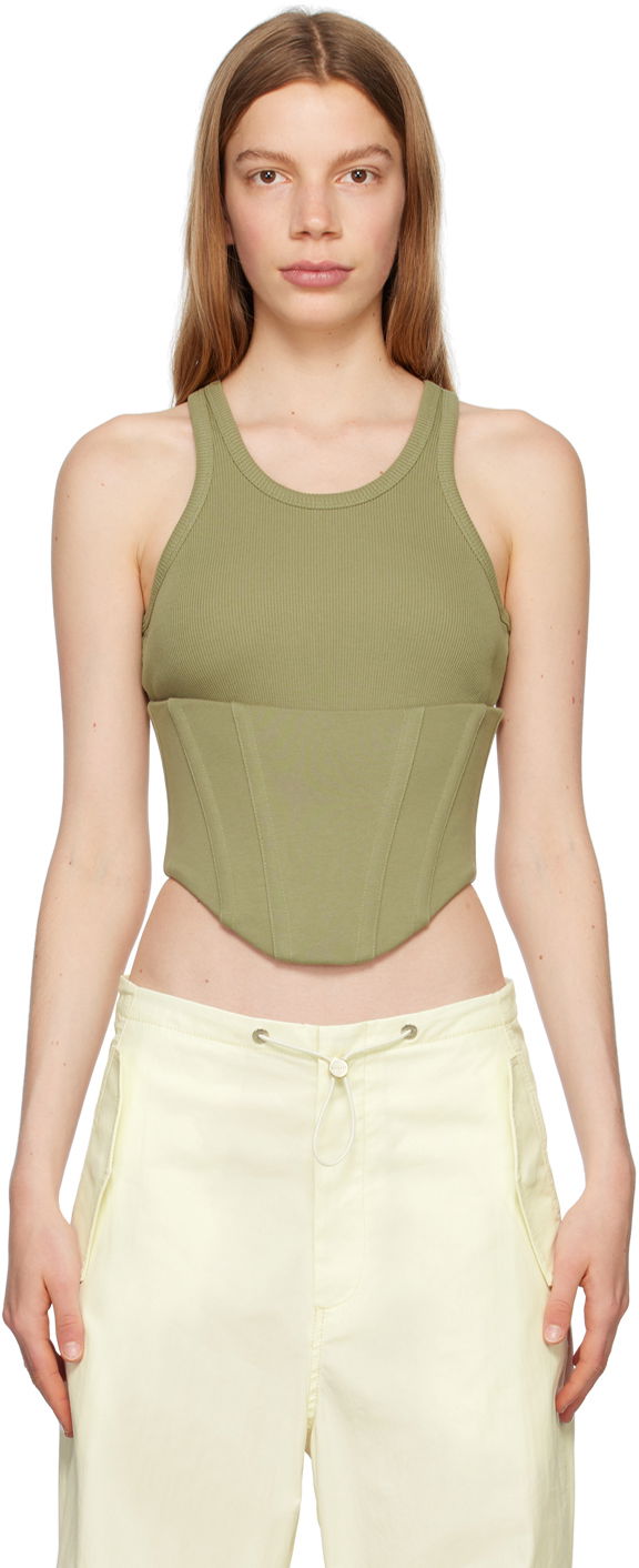 Majica bez rukava Dion Lee Dion Lee Float Ribbed Tank Top Zelena | C3146P23