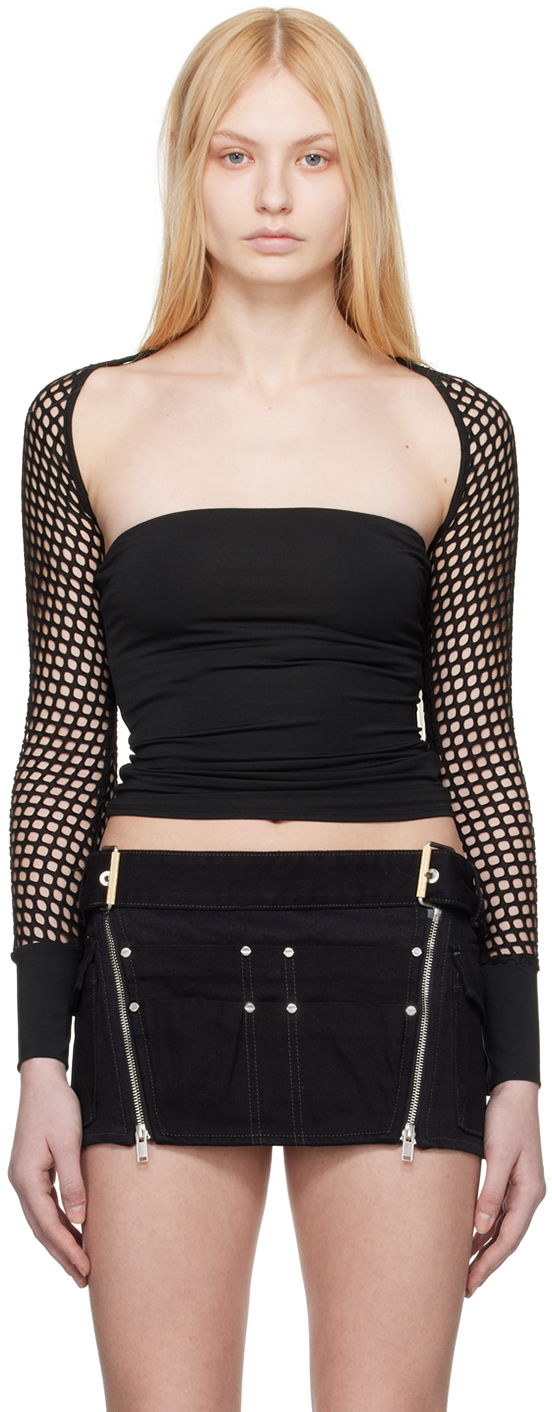 Suknja Miaou Miaou Iris Fishnet Long Sleeve Top Crna | 7112TJBBLK