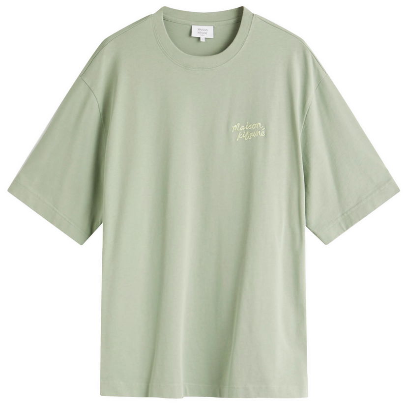 Majica kratkih rukava MAISON KITSUNÉ Maison Kitsuné Handwriting Embroidery Oversize T-Shirt, Large Zelena | OM00123KJ0119-0078