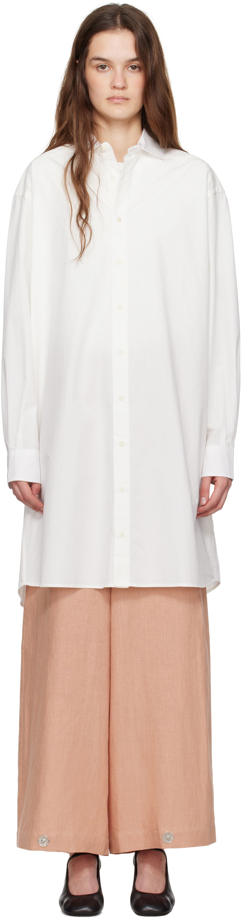 Košulja Baserange Baserange Claude Shirt Midi Dress Bijela | DROL-POU-SP25