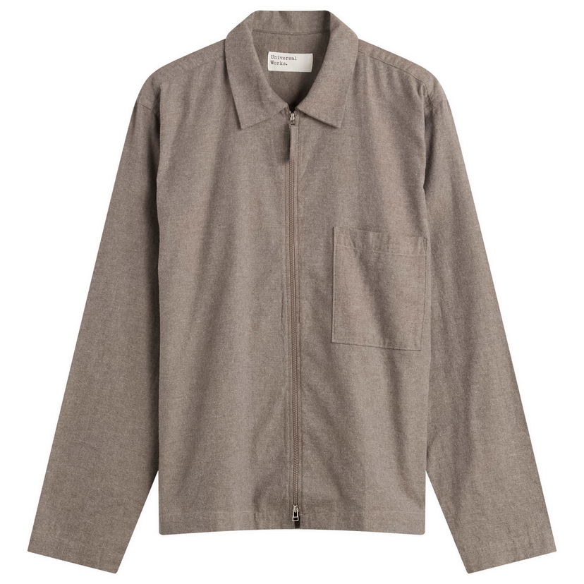 Košulja Universal Works Brushed Flannel Zip Shirt, Size Small Smeđa | 33561-BRN