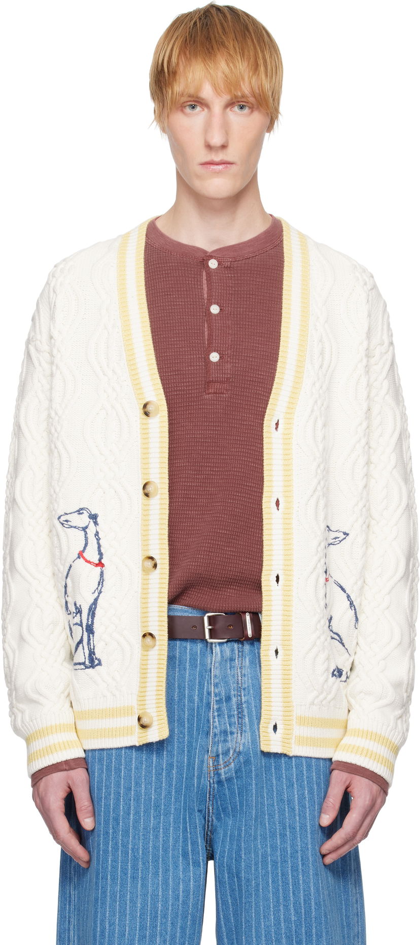 Džemper Drôle de Monsieur Drôle De Monsieur Médicis Knit Cardigan Bijela | G-CA142-WO023-CM