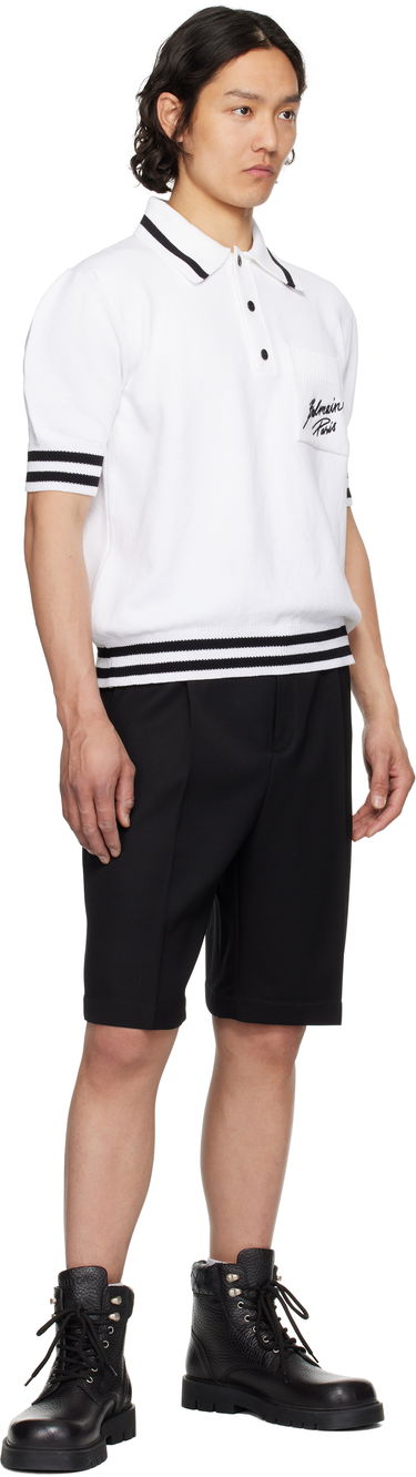 Polo majica Balmain Balmain Logo Knit Polo Bijela | EH0GB046KI49, 3
