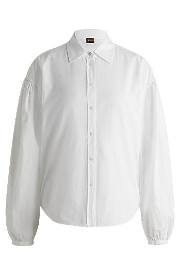 Košulja BOSS Regular-Fit Cotton Poplin Blouse with Point Collar Bijela | 50538846