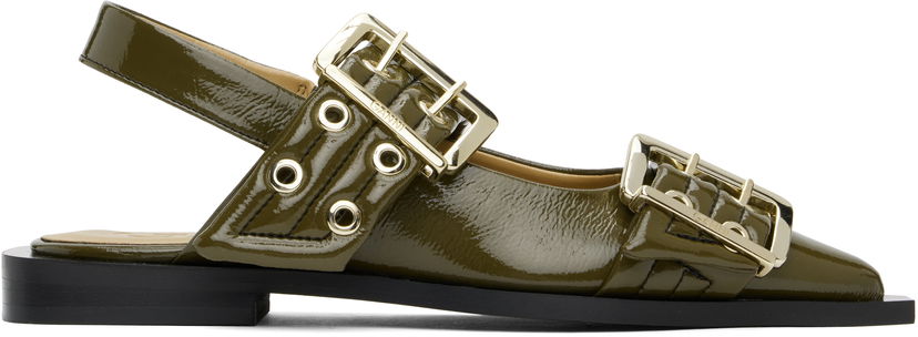 Njega cipela GANNI GANNI Buckle Flats Zelena | S2872
